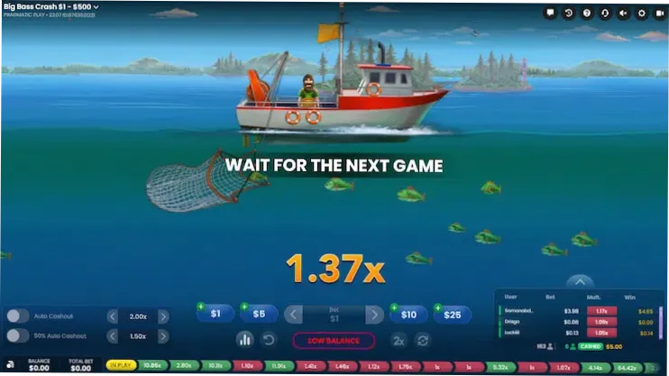 Setting stake in Big Bass Crash